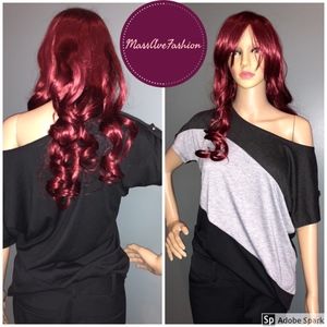 Notations Colorblock Off Shoulder Batwing Top